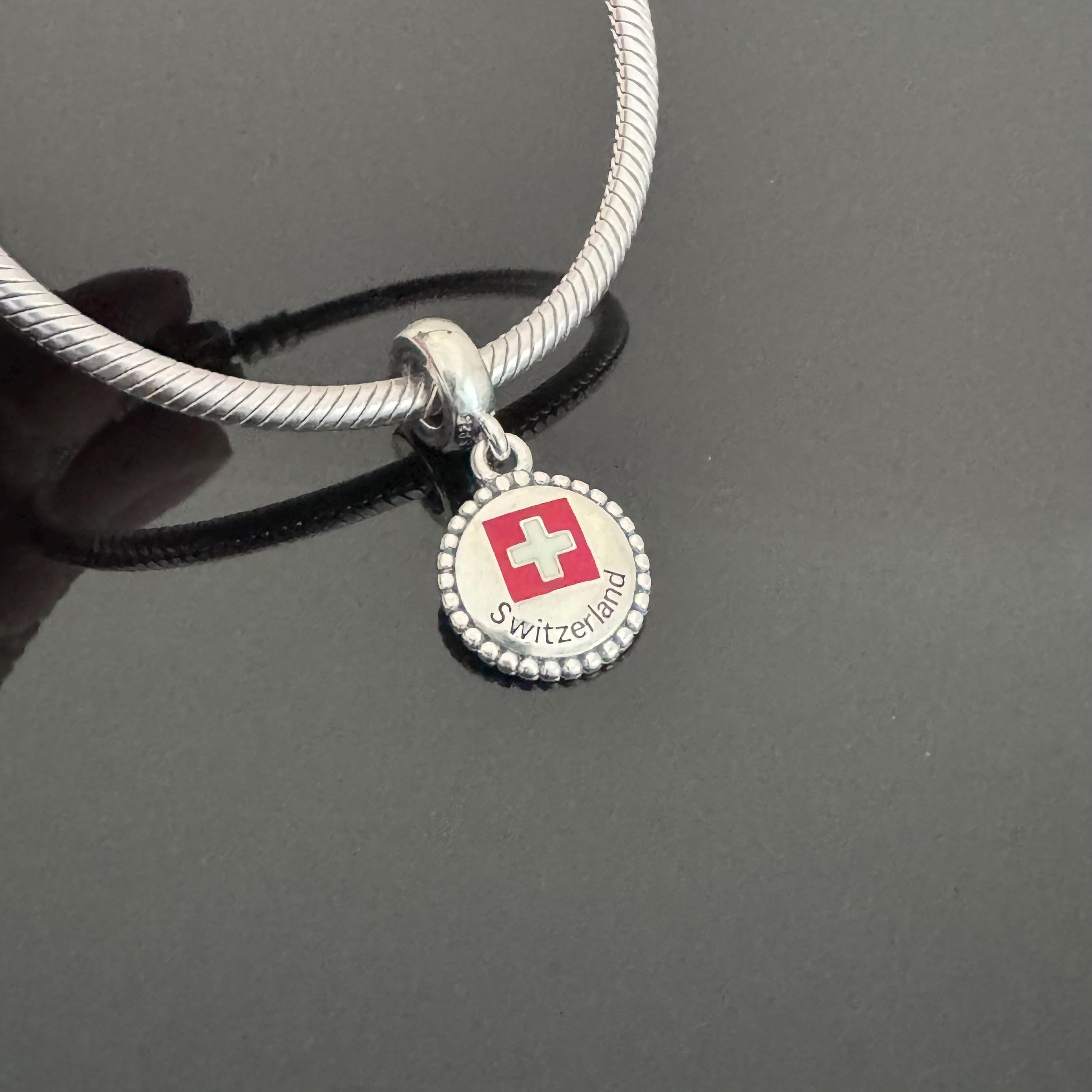 Authentic Pandora Switzerland Flag Exclusive Dangle Charm |travel