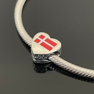 Pandora  Charms | Gift for Her | Pandora I Love  DENMARK Heart Charm | Paraguay Flag Charm | Pandora Heart Charm for Bracelets Travel Charm