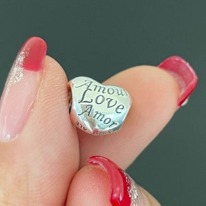 Pandora Words of Love Charm | Pandora Heart Charm for Bracelets | 925 Women Jewelry | Gift for Mom | Gift For Mother