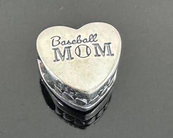 Mother's Day Gift | Pandora Baseball Mom Heart Charm |Authentic Pandora Charm for Bracelets |925 Women Jewelry |Gift for Trip |Travel Gift