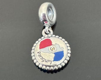 Pandora Paraguay Map Dangle Charm |Authentic Pandora Charm |Women Jewelry Travel Charms For Pandora Bracelet|Pandora Charms|Gift for Friends