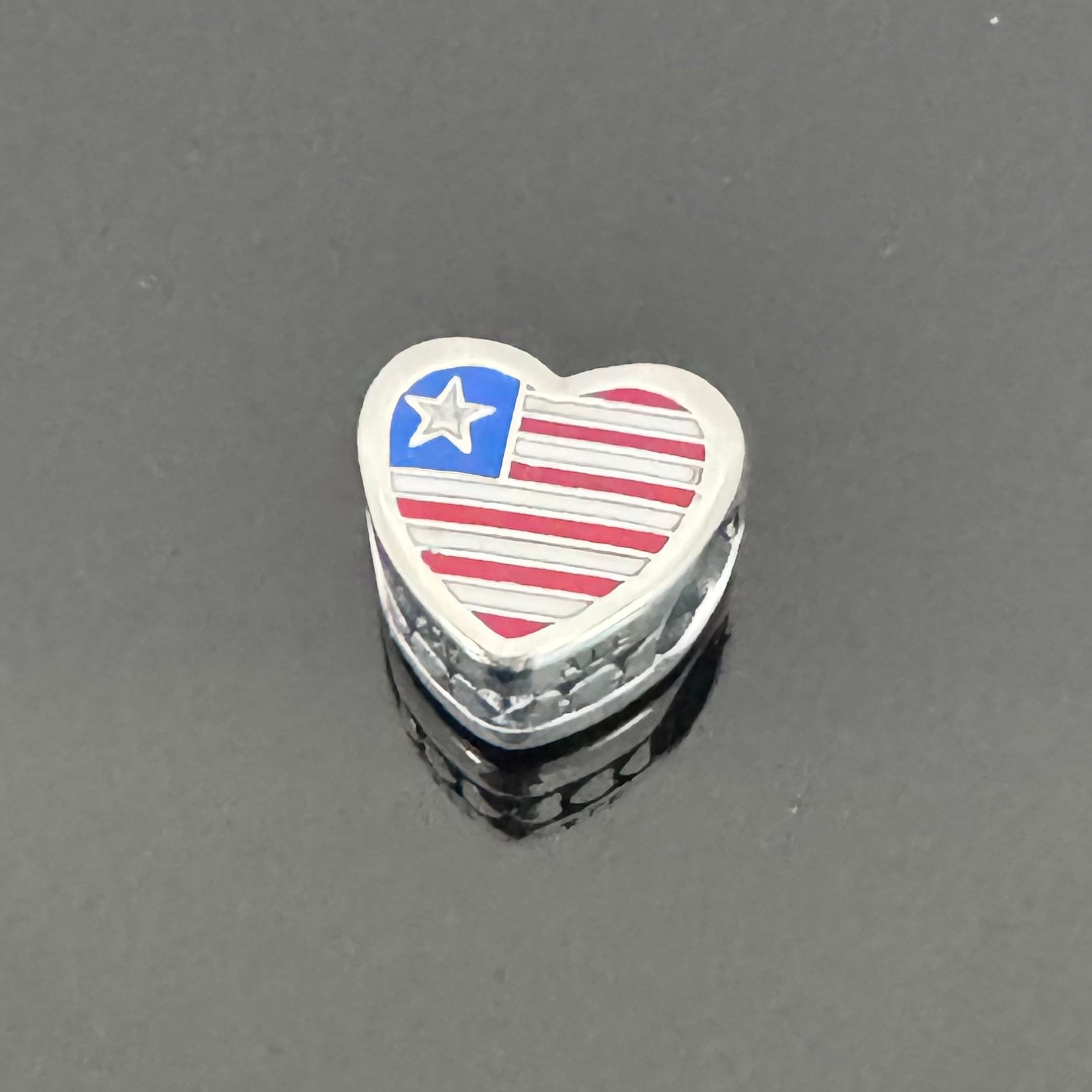 Pandora Liberia Flag Heart Charm |gift for Her | Pandora Flag