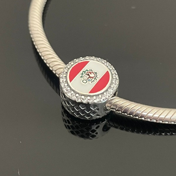 Pandora Peru Flag Bead Charm Travel Charm | Charm for Bracelet and Necklace | Authentic Pandora Charm | Real Pandora | Gift for Mom