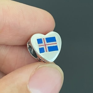 Pandora I Love ICELAND Heart Charm |Pandora Charms | Gift for Her | Paraguay Flag Charm | Pandora Heart Charm for Bracelets Travel Charm