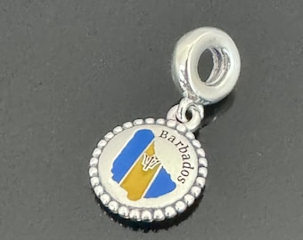 Authentic Pandora Charm |Pandora Barbados MAP Dangle Charm| Pandora Sterling Silver Charm|925 Jewelry with Pandora Box |Charm For Bracelet