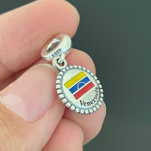 Pandora Venezuela Flag Charm Pendant |925 Sterling Silver Jewelry |Charms For Bracelet | Christmas Day Gift | Pandora Flags Charm