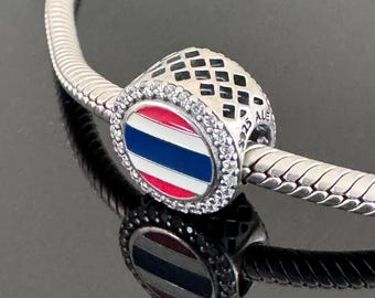 Charm Pandora original, Charm con bandera de Tailandia, Charm de viaje para pulsera Pandora, Charm Pandora auténtico para mujer, Caja de regalo gratis.