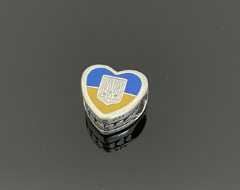 Pandora Ukraine Flag Heart Exclusive Charm | Pandora Heart Charm for Bracelets |925 Women Jewelry |Gift for Her |Mother's Day Gift