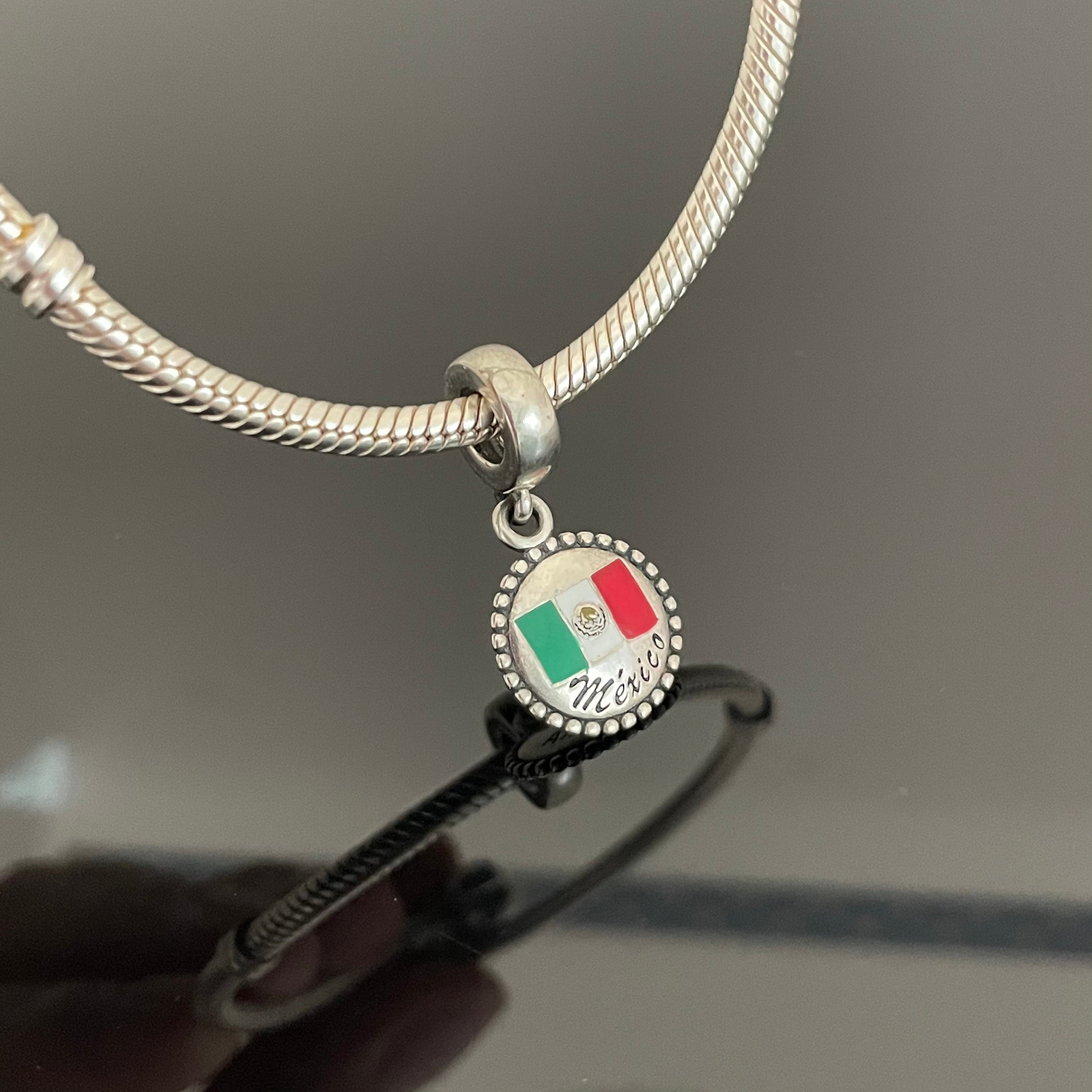 Mootael Mexico Mexican Flag Heart Beads for Bracelets Jewelry Making Silver Charms for Bracelets for Women Gifts Jewelry Gift Ideas for Girls Bead