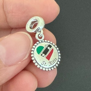 Pandora The Federation of Saint Kitts and Nevis Flag Dangle Charm | Charm for Bracelet and Necklace | Women Jewelry | Gift for Her