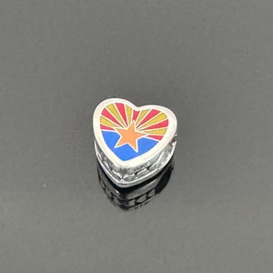 Pandora Arizoria Flag Heart Charm |Gift for Her | Paraguay Flag Charm | Pandora Heart Charm for Bracelets Travel Charm