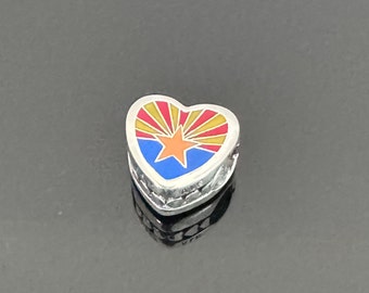 スターリングシルバー イタリア国旗ハートチャーム - Pandora対応