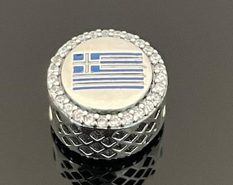 Pandora Greece Flag Dangle Charm | Original Pandora Jewelry | Charms For Bracelet  | Pandora Travel Charms | Mother's Day Gift