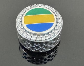 Pandora Gabon Flag Bead Charm: Travel Bracelet Gift