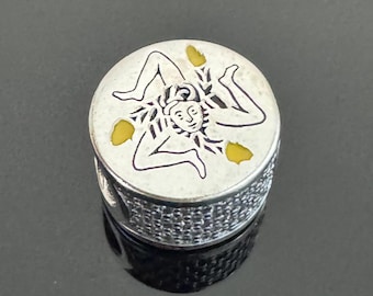 A Real Pandora Sicilia Bead Charm with yellow and orange enamel | With Free Gift Box | Pendant for Pandora Bracelet