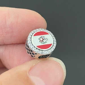 Pandora Peru Flag Bead Charm | Flag of Peru Travel Charm | Original Pandora Jewelry | Charms For Bracelet  | Mother&#39;s Day Gift