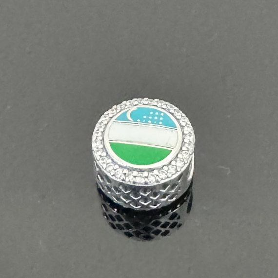 A Real Pandora |pandora Republic of Uzbekistan Flag Bead Charm