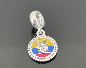 Original Authentic Pandora Charm |Pandora Ecuador Flag Dangle Charm| Pandora Silver Charm for Bracelet|925 Jewelry with Pandora Box
