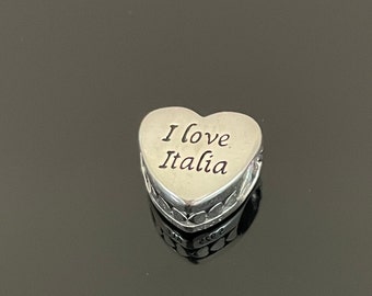 Pandora  I Love Italia Heart Charm |Authentic Pandora Charm for Bracelets |925 Women Jewelry |Gift for Grandma |Mother's Day Gift