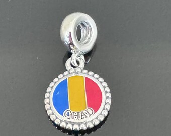 Authentic Pandora Charm |Pandora CHAD Flag Dangle Charm| Pandora Sterling Silver Charm|925 Jewelry with Pandora Box |Charm For Bracelet
