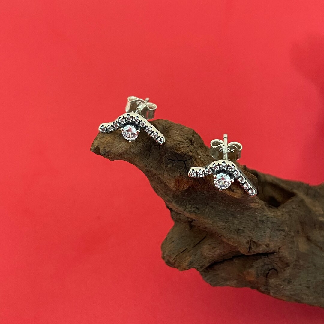 Pandora Sparkling Wave Stud Earrings Authentic Pandora Earrings pandora