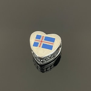 Pandora  Charms | Gift for Her | Pandora I Love  ICELAND Heart Charm | Paraguay Flag Charm | Pandora Heart Charm for Bracelets Travel Charm