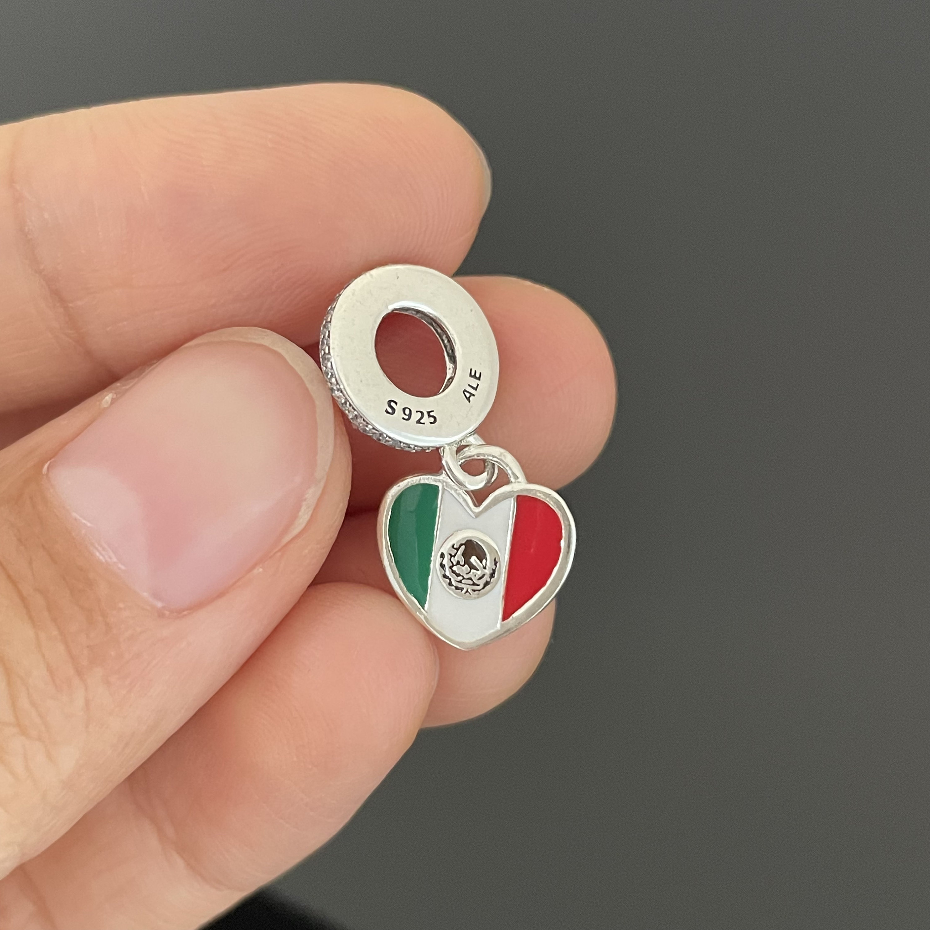 Pandora Charm | Pandora Mexico Flag Heart Charm Dangle Charm |925