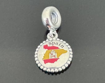 Original Authentic Pandora Charm |Pandora Spain Map Dangle Charm| Pandora Silver Charm for Bracelet|925 Jewelry with Pandora Box