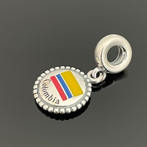 Pandora Jewelry | Pandora Colombia Flag Exclusive Charm |925 Jewelry |Charms For Bracelet | Christmas Day Gift | Pandora Flag Charm