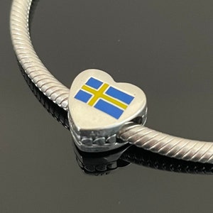 Pandora  Charms | Gift for Her | Pandora I Love  SWEDEN Heart Charm | Paraguay Flag Charm | Pandora Heart Charm for Bracelets Travel Charm