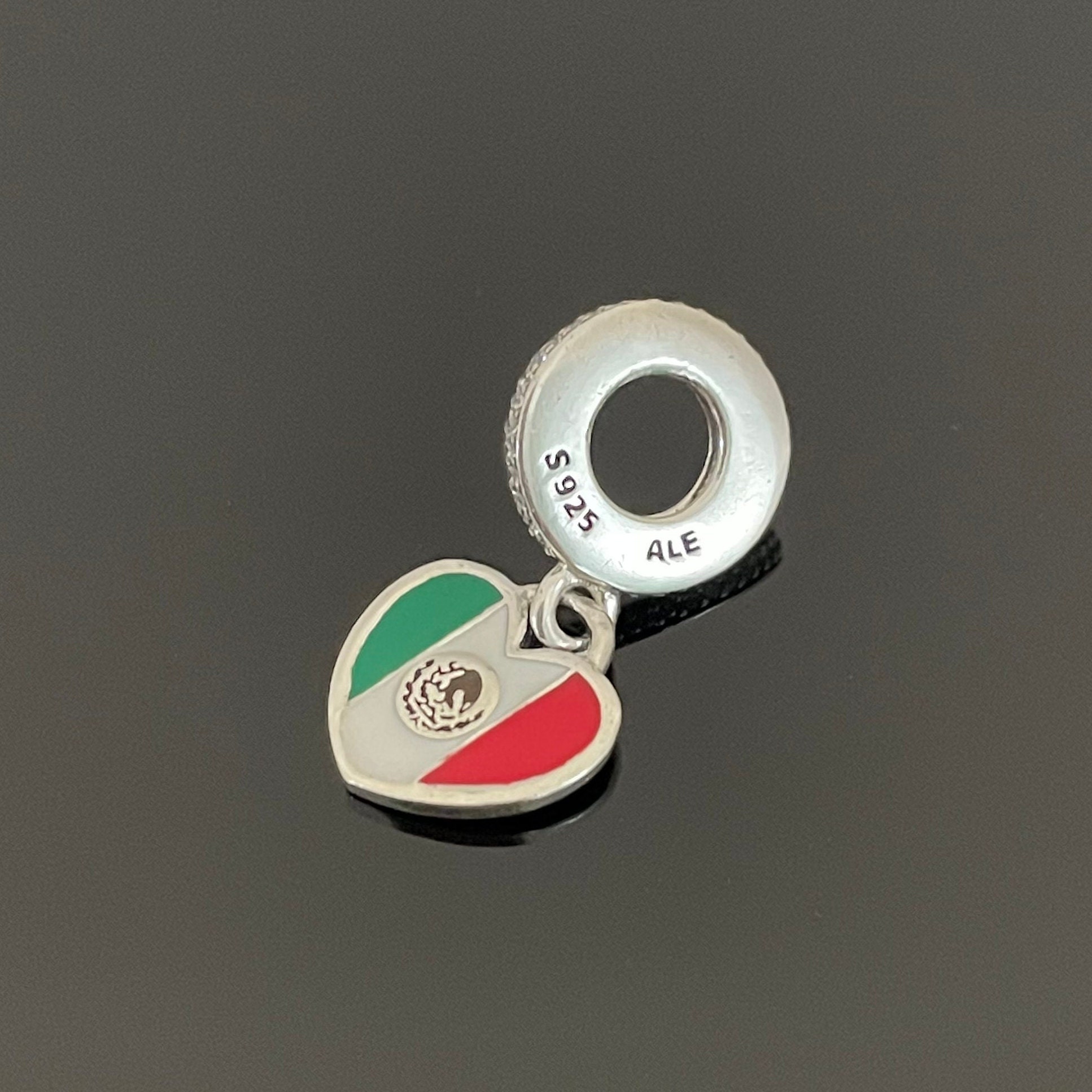 Pandora Charm | Pandora Mexico Flag Heart Charm Dangle Charm |925