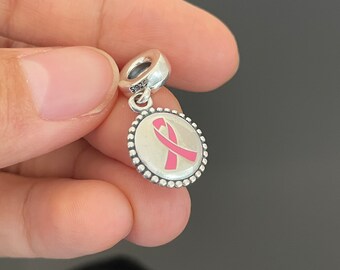 Creato Orecchini A Bottone Con Nastro Rosa E Opale In Argento 925 - Gioiello Per La Consapevolezza Del Cancro Al Seno, Ipoallergenico, Con Zirconi - 2