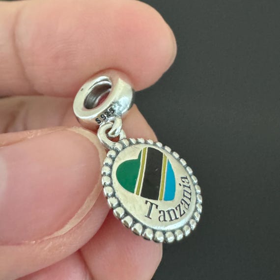 A Authentic Pandora Tanzania Flag Charm: Travel Bracelet Charm - Etsy