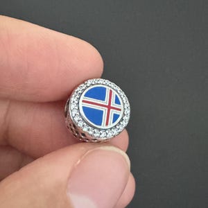 Pandora ICELAND Flag Bead Charm|925 Sterling Silver Charm|Charm for Pandora Bracelet and Necklace|Gift for Her|Travel Charm