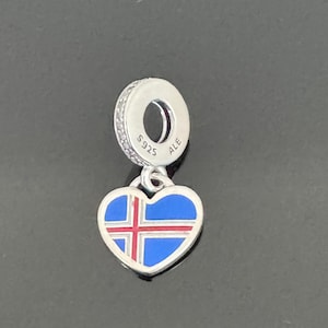 Original Authentic Pandora Charm |Pandora ICELAND Flag Dangle Charm| Pandora Silver Charm for Bracelet|925 Jewelry with Pandora Box
