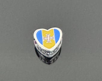 Pandora I love Madeira Islands Flag  Exclusive Heart Charm | Authentic Pandora Charm for Bracelets |925 Women Jewelry |Christmas Gift