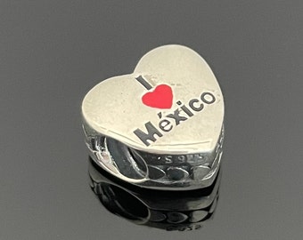 Pandora I Love Mexico Charm | Pandora Heart Charm for Bracelets | 925 Women Jewelry | Gift for Her