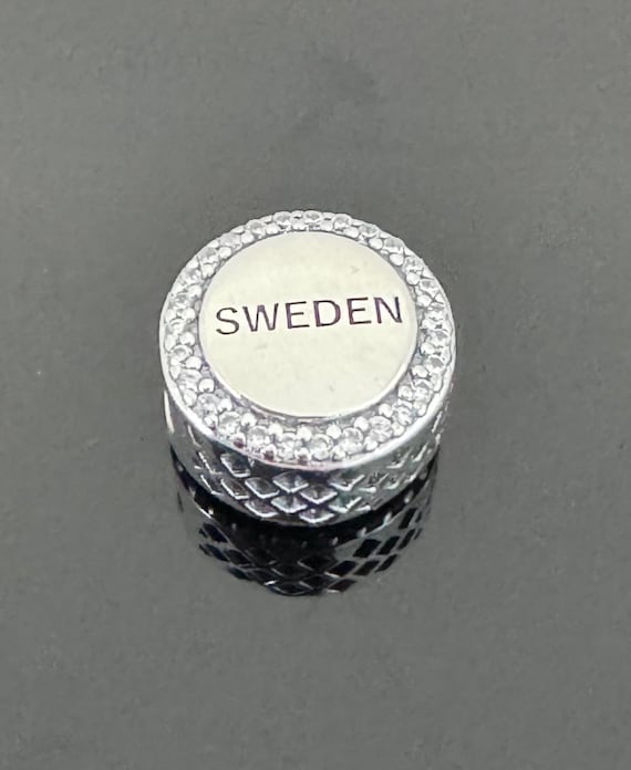 Pandora スウェーデン国旗ビーズチャーム|925スターリングシルバー 