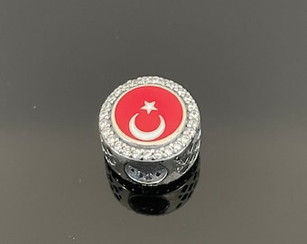 Pandora Turkey Flag Bead Charm |925 Sterling Silver Jewelry | 925 Jewelry | Gift for Her | Mother’s Day Gifts
