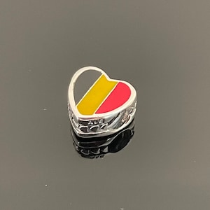 Pandora Belgium Flag Heart Charm | I Love Belgium Flag Charm | Rose gold-plated Pendant | Pandora Heart Charm for Bracelets | Gift
