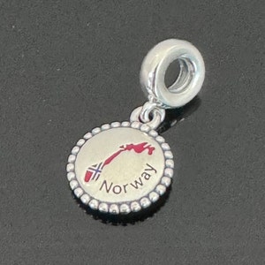 Breloque Pandora authentique |Charmant pendentif Carte de Pandora Norvège | Charm Pandora en argent sterling | Bijoux 925 avec boîte de Pandore | Charm pour bracelet