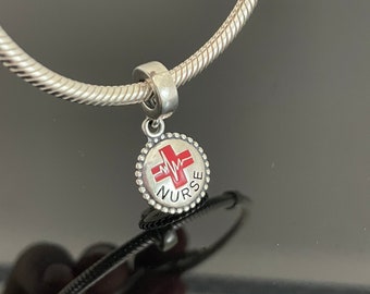 Pandora Nurse Red Cross and Pulse Dangle Charm |925 Jewelry