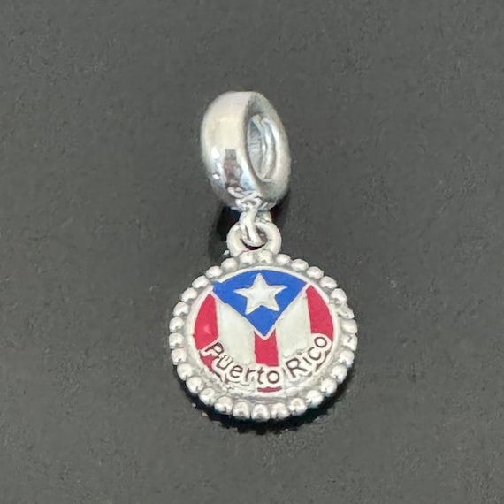 Ciondolo Pandora con bandiera di Porto Rico / Gioielli in argento 925 / Gioielli da donna / Ciondoli per braccialetti / Ciondoli Pandora - Italia