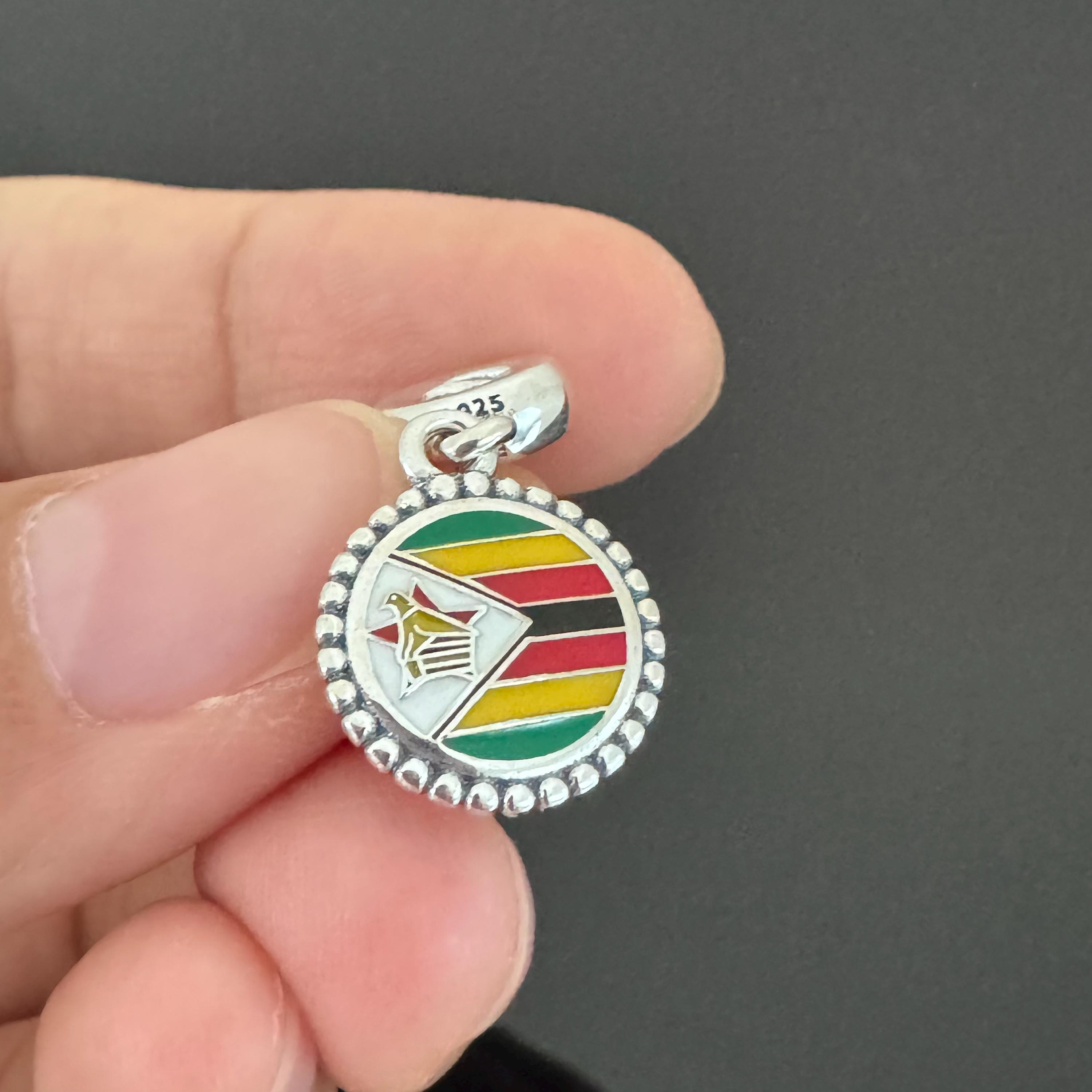 Pandora Brand Charm |pandora Flag of Zimbabwe Dangle Charm|pandora