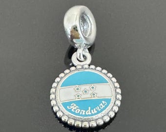 Charm Pandora con bandiera dell'Honduras / Charm Pandora autentico / Gioielli in argento 925 da donna / Charm Pandora per bracciale / Regalo per lei / Charm da viaggio