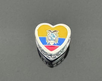 Pandora I love Ecuador Flag  Exclusive Heart Charm | Authentic Pandora Charm for Bracelets |925 Women Jewelry |Christmas Gift