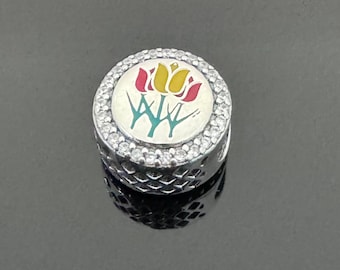 K9 パールリング Pandora ALE Authentic NWOT Luminous Leaves White Pearl Clear