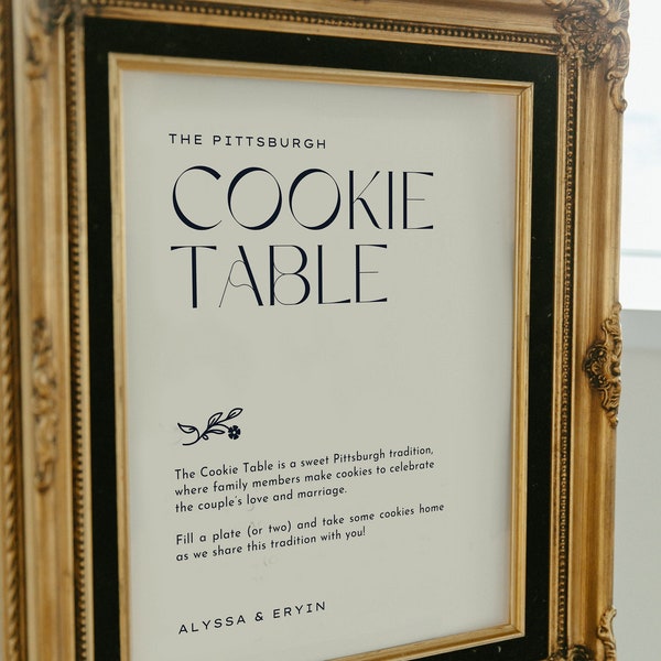 Pittsburgh Cookie Table Sign For Wedding - 8x10" Modern Wedding Sign - Wedding Sign Canva Template - Printable (Editable) - METANOIA