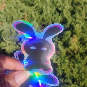 Cute Bunny, Holographic Sticker, Waterproof, Kawaii |The Interdimensional Bunny | Laptop Decal| Water bottle Sticker| Notebook Sticker