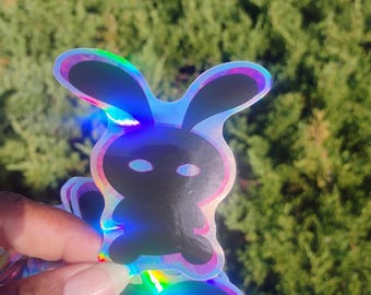 Cute Bunny, Holographic Sticker, Waterproof, Kawaii |The Interdimensional Bunny | Laptop Decal| Water bottle Sticker| Notebook Sticker